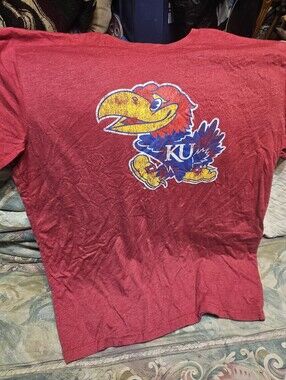 Unisex KU University Of Kansas Distressed Jayhawk Tee